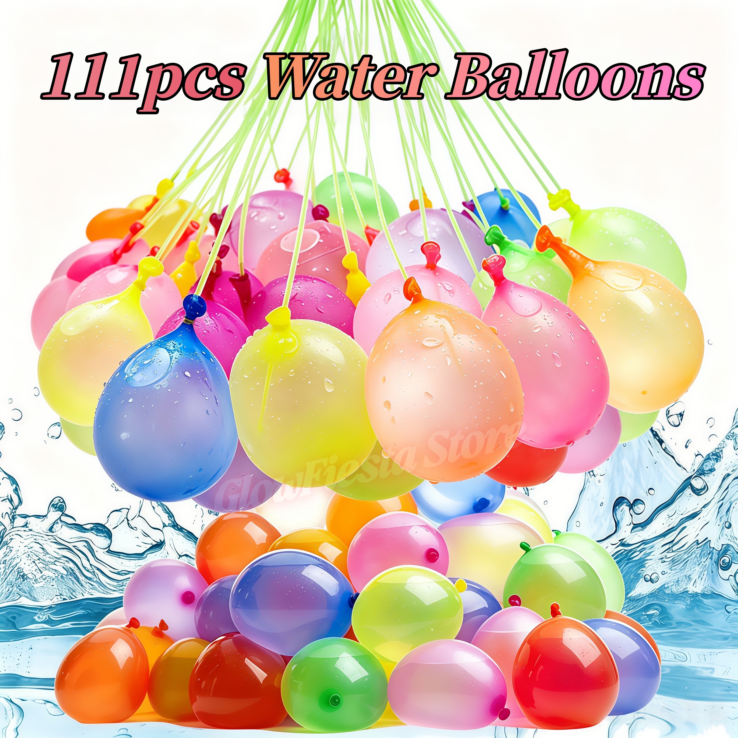 Quick Games Party - 111Pcs Water Balloons Quick Filling Self-Tie