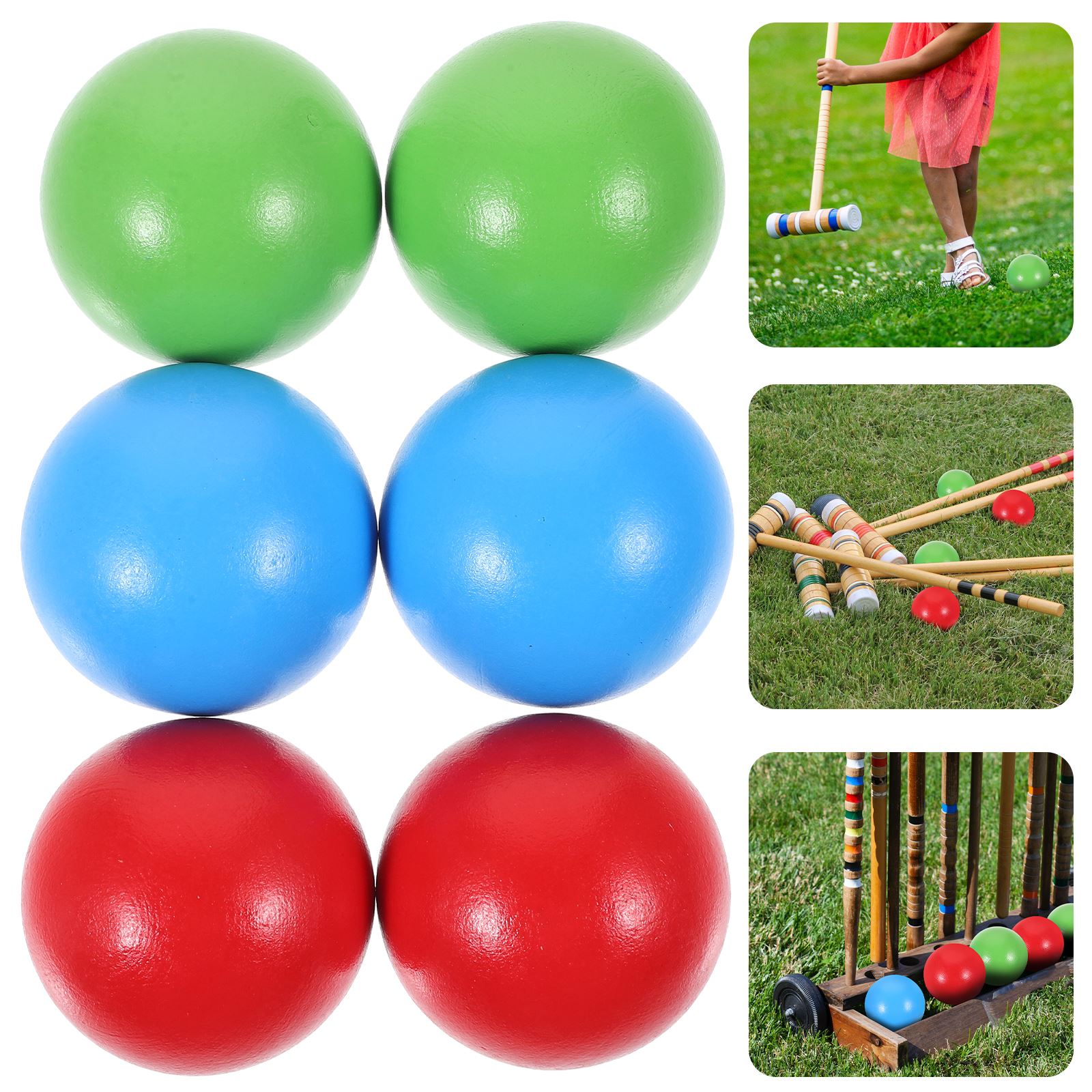Croquet Set Lawn - 6Pcs Croquet Wooden Ball Set Children'S