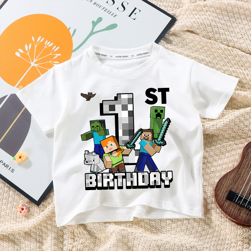 Party Games Minecraft - Hot Pixel Game Birthday Number T-shirt