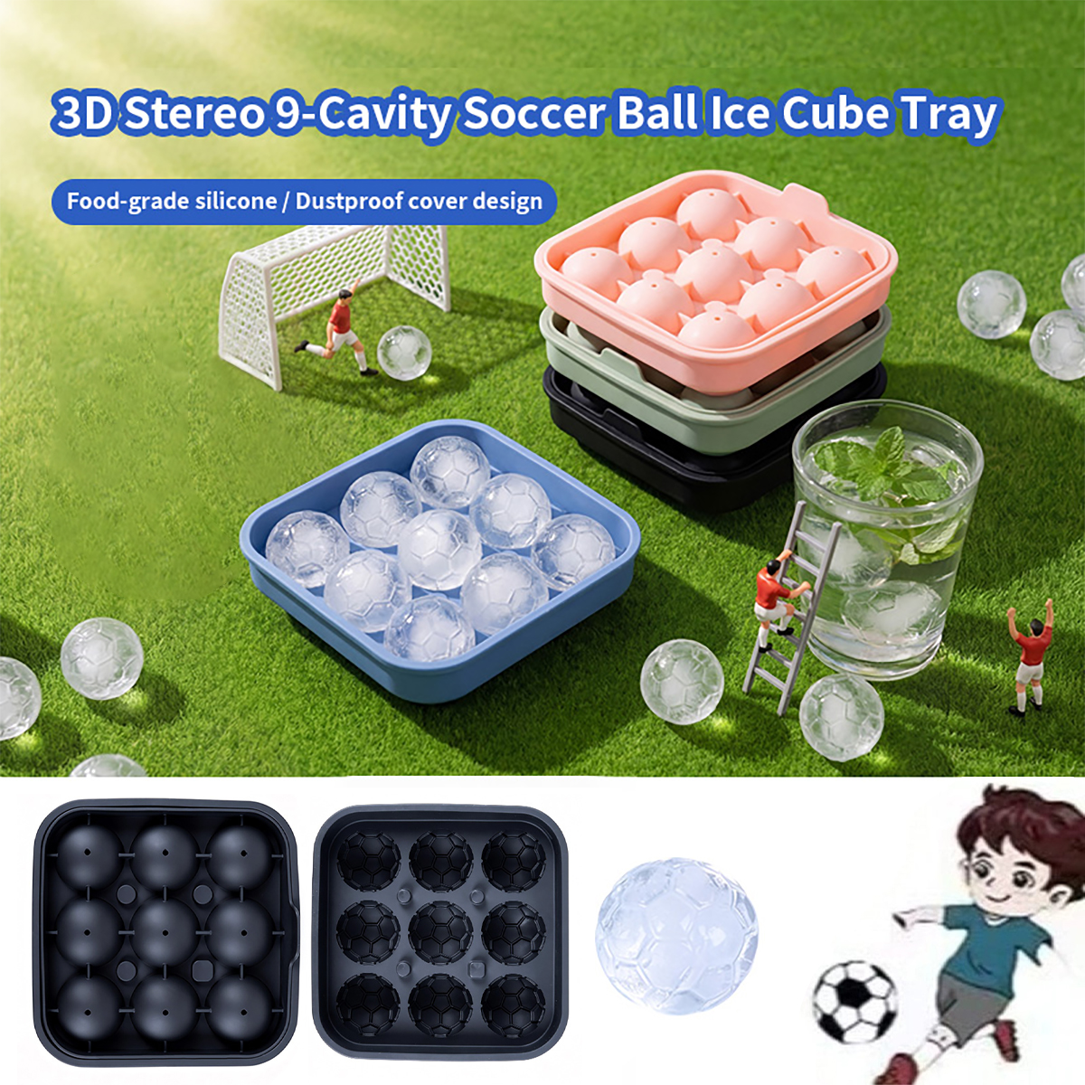 Party Games Gamecube - 1Pcs Football-Themed Silicone Ice Tray, 9-Cavity