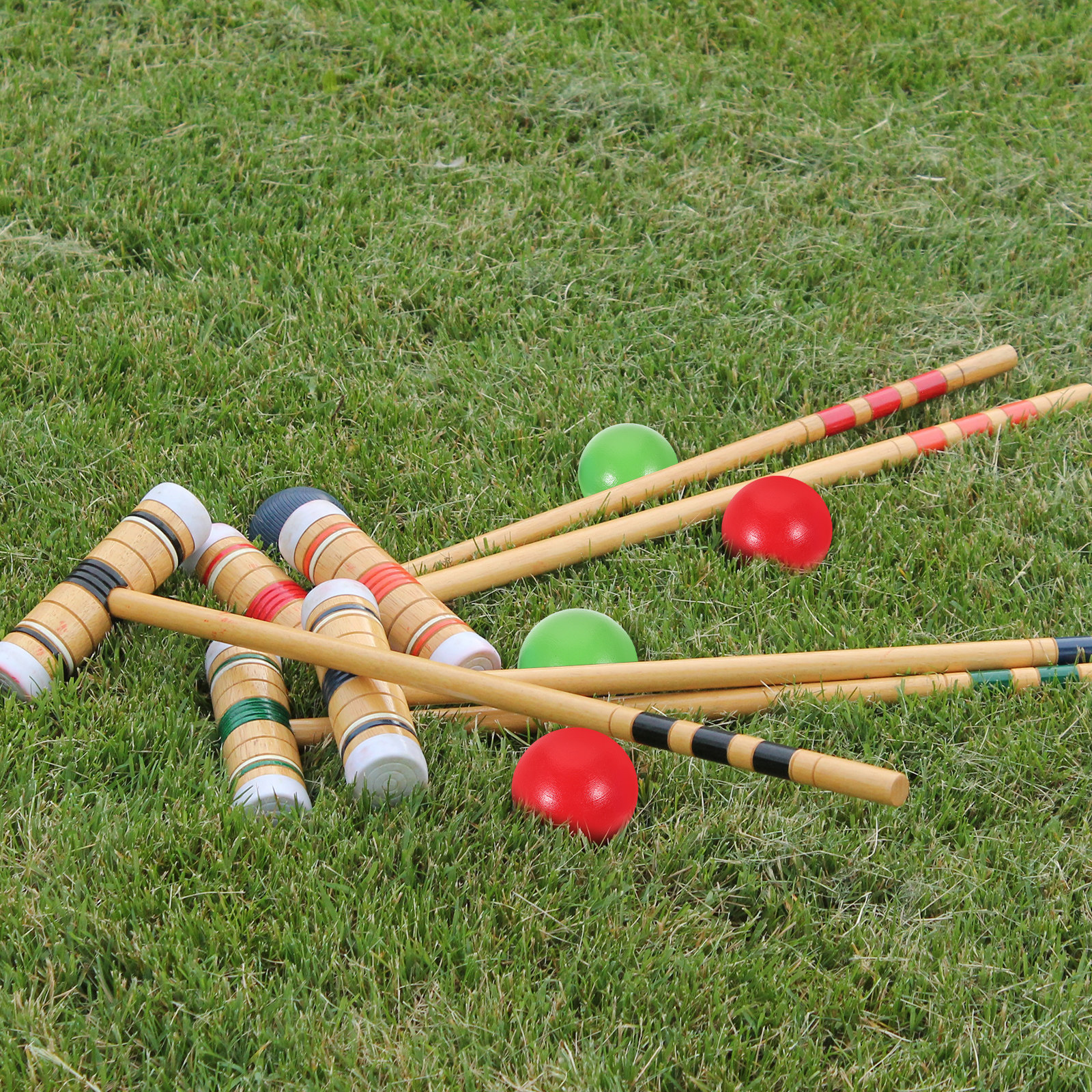 Croquet Set Lawn - 3Pcs Wooden Croquet Balls for Safe