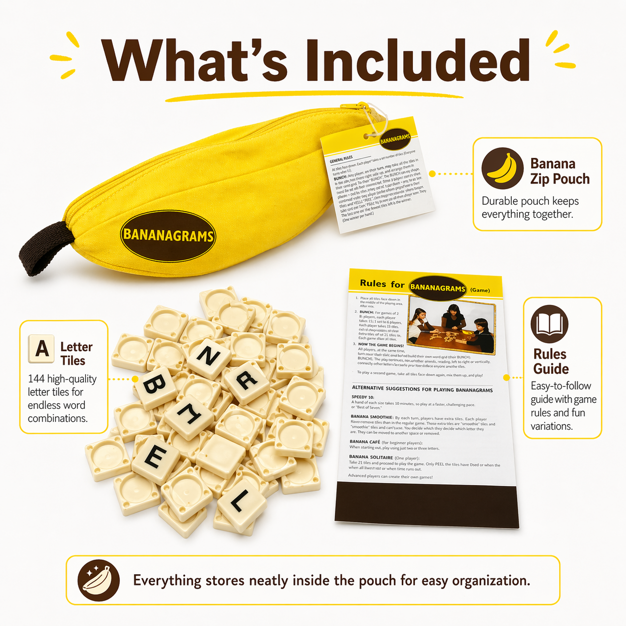 Banana-Shaped Word Tile Game w - Party Games Night review and price