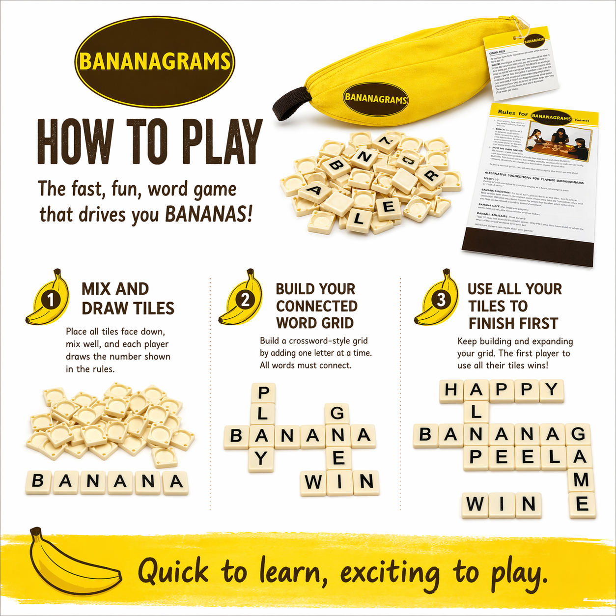 Banana-Shaped Word Tile Game w - Party Games Night review and price