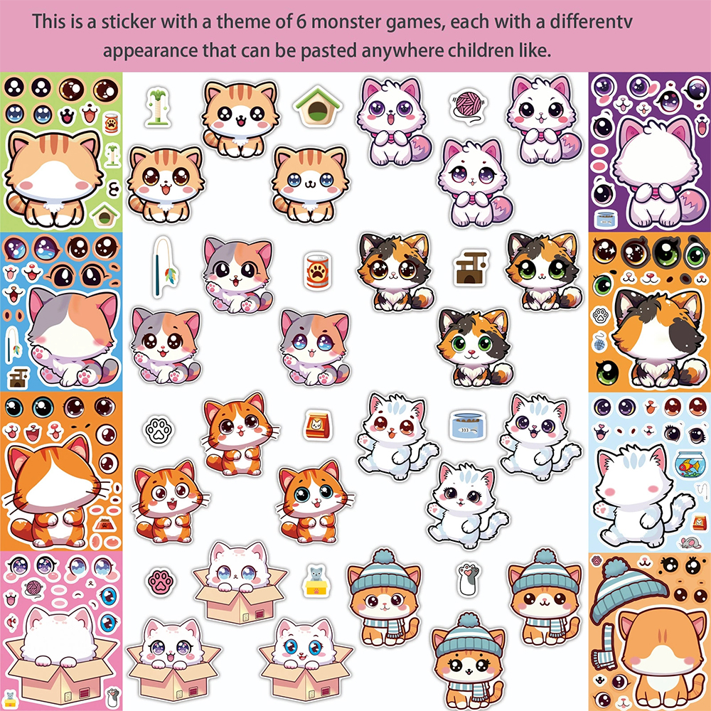 8/16Sheets Cute Cat Cartoon Ma - Party Games Instagram review and price