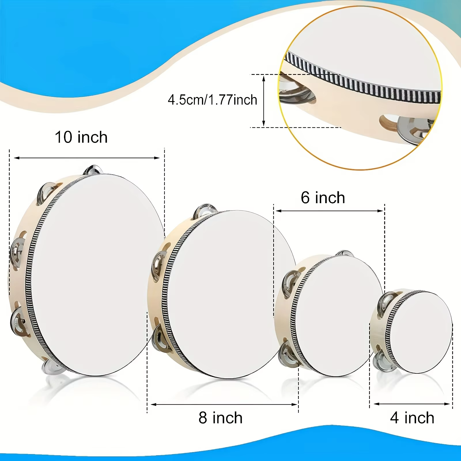 4/ 6inch Hand Tambourine, Meta - Party Games Engagement review and price