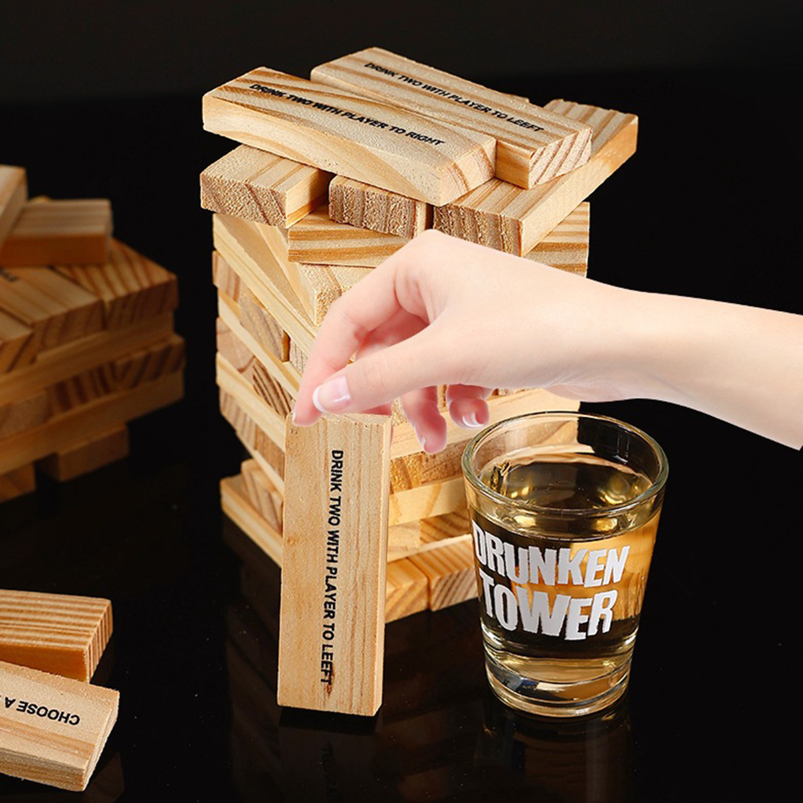 Wooden Stacking Drinking Game  - Party Games Adults Drinking review and price