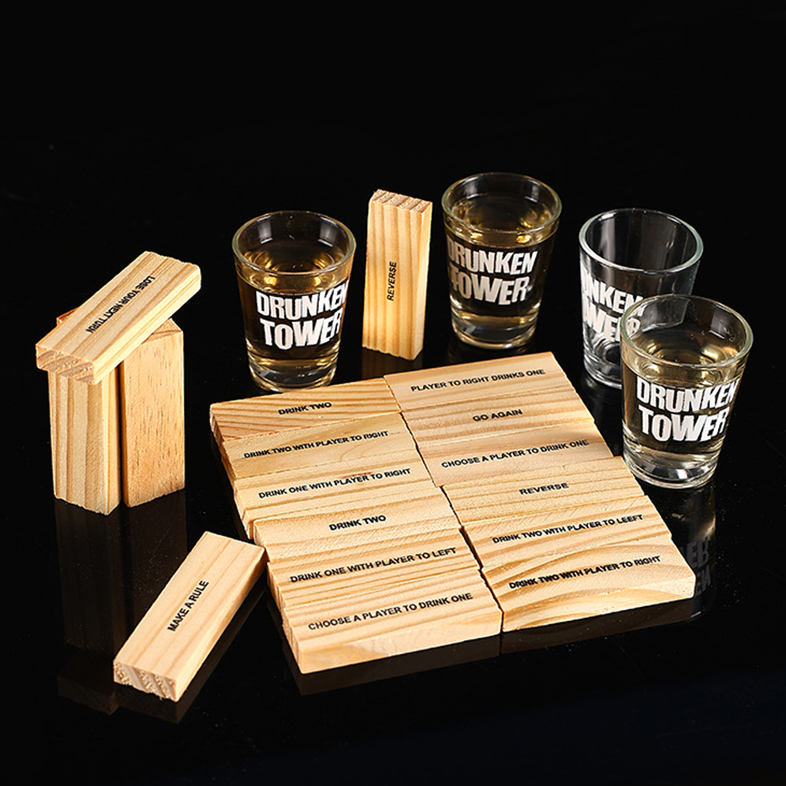 Wooden Stacking Drinking Game  - Party Games Adults Drinking review and price