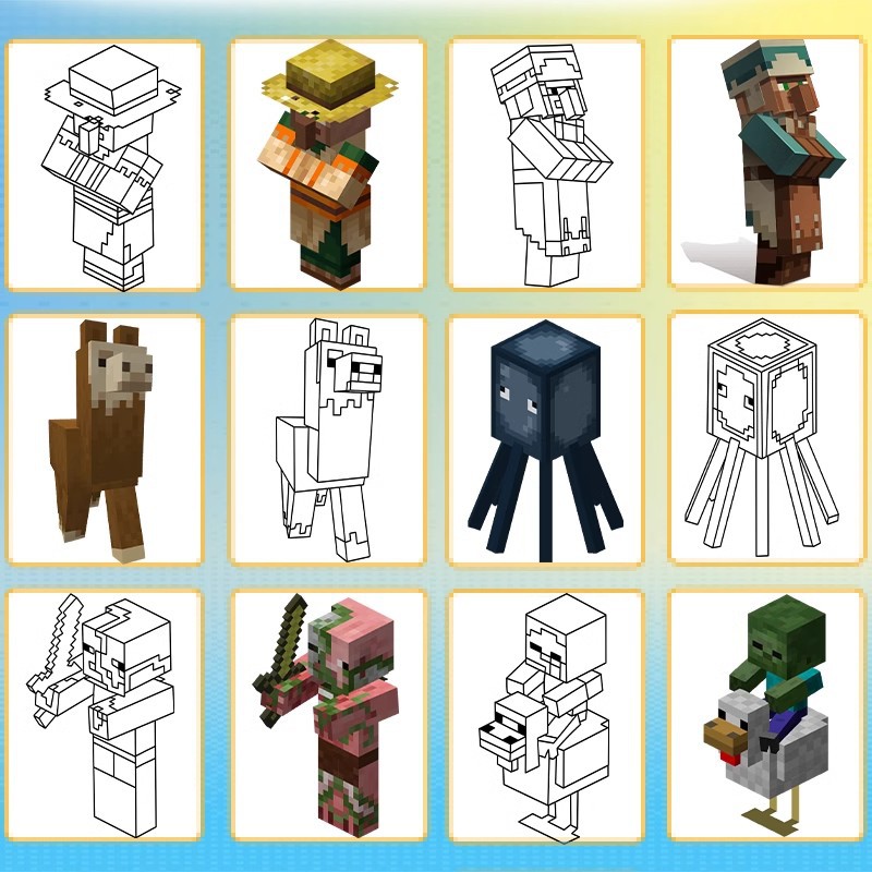 Pixel Game Theme Drawing Line  - Party Games Minecraft review and price