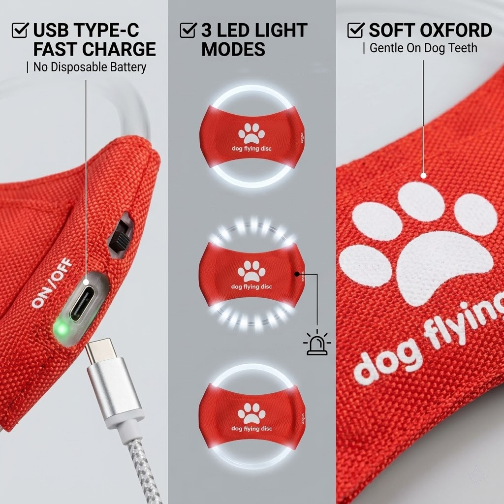 LED Glow Dog Flying Disc USB R - Frisbee Freestyle Disc review and price